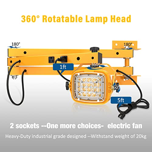 G GJIA 30W LED Loading Dock Light with 40" Folding Double Arm, Built-in Receptacle 4200 Lumens, 360° Rotatable Lamp Head, IP65 Rated ETL Listed for Trailers, Docks, Warehouses, Container - image 5
