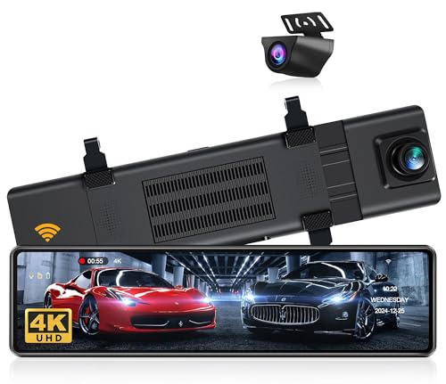 新品❣️ドライブレコーダー 4K 前後カメラ 分離型 ミラー型 GPS 駐車監視付 Amazon.co.jp: 【WIFI機能&4K】12インチドライブレコーダー ミラー型