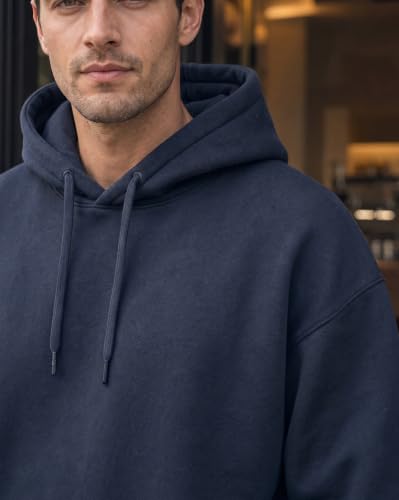 Image of Nobero Heavy Duty Oversized Solid Hoodie for Men | Hoodies for Men | Oversized Fit | Solid Colour | Thick Fleece Fabric | Drawstring Hood