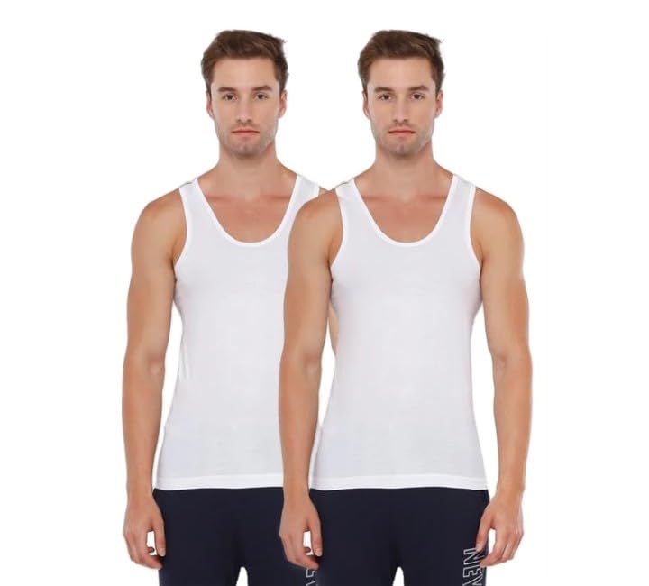 Men’s 100% Combed Cotton White Sando Vest | Ultra-Soft, Breathable & Lightweight Undershirt | Comfortable Regular Fit Sleeveless Gym & Daily Innerwear (Pack of 2)-image-21