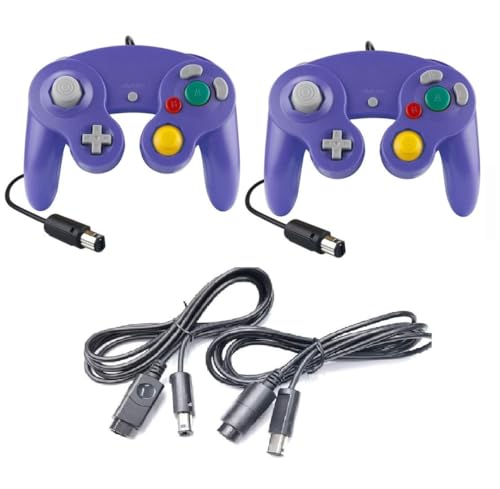 Juego de accesorios de cable de extensión, fuente de alimentación, controlador morado para Nintendo Gamecube GC, extensión de cable de TV - imagen 2