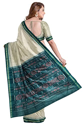 Image of Odisha Sambalpuri Handloom Ikat Women's Cotton Saree, Odisha Handloom Handmade Pure Cotton Khandua Saree, Ikkat Orissa Traditional Handloom Saree Without Blouse