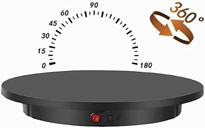 Espositore Girevole per Merci, Espositore per Tavola Girevole Elettrico a 360 Gradi, Piastra Girevole per Fotografia di Merci con Telecomando,Black-60cm