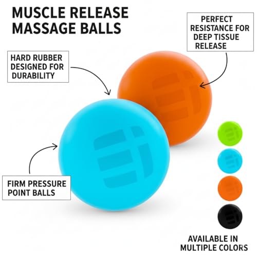 Massage Lacrosse Balls for Myofascial Release - Trigger Point Therapy Ball Set for Deep Tissue Relief - Foot Massage Ball Roller for Plantar Fasciitis - 2 Pack (Blue/Orange)
