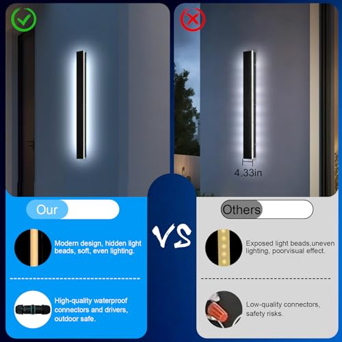 Image of Outdoor Wall Lights for House - 92.5inch Modern Outdoor Wall Light Fixture Long Strip Led Wall Sconce, Dimmable Exterior Wall Mount Outside Garage Lights for Living Room, Porch