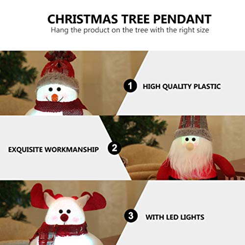 KESYOO Led Santa Boneco de Neve Veado Enfeites de Natal Natal Boneca de Pelúcia Santa Elf Enfeites d