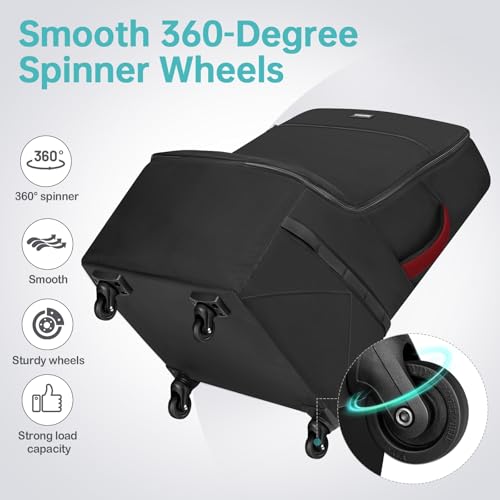 Image of YOREPEK Car Seat Travel Bag with 4 Spinner Wheels & Stable Base | Padded Carseat Bags for Air Travel with Shoulder Straps, Car Seat Carrier for Airport with Extra Pocket for Baby Essentials