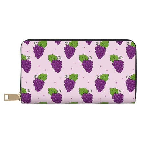 Portefeuille fin en cuir contre les poches déformées portefeuille zippé violet et vert