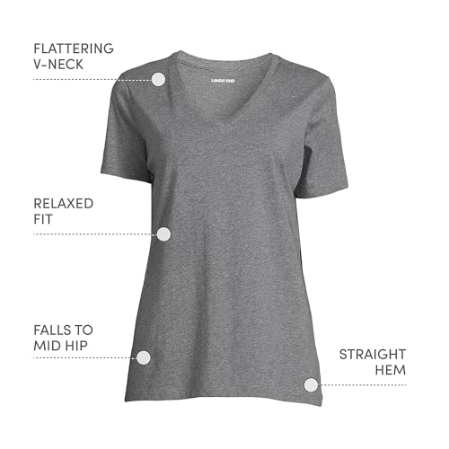 Image of Lands' End Women's Supima V-Neck T-Shirt | American-Grown Supima Cotton, Relaxed Fit, Straight Hem, Tagless, Layering, Petite and Plus Sizes