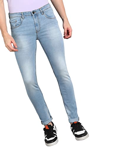 Urbano Fashion Men’s Light Blue Slim Fit Washed Jeans Stretchable (panjean22-121-lblue-34)