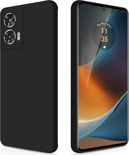 Image of DIZORO Microfiber Candy Case for Motorola G96 5G Smooth Touch Cushion Liquid Soft Silicone Gel Rubber Phone Cases Non-Slip Full Body Protective Shockproof Back Cover -Black
