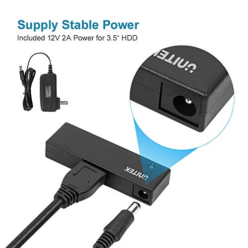 Unitek Usb 3.0 To Sata Iii Hard Drive Adapter External Kit Cable For 2.5 3.5 Inch Hdd/Ssd Hard Drive Disk, Optical Drive, With 12V/2A Power Adapter, Support Uasp #TOP4