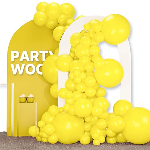 Image of PartyWoo Yellow Balloons 120pcs Matte Yellow Color Different Sizes | 18 12 10 5 Inch Balloons for Easter Bee Baby Shower Sunflower Birthday Graduation Bee Sunflower Party Decorations Yellow-Y55