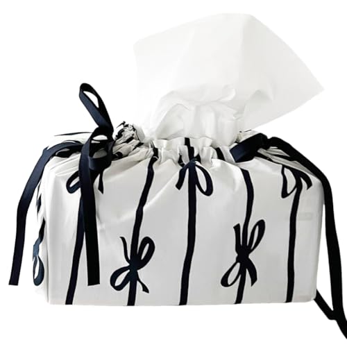 Vdaxvme Adorable Butterfly Bowknot Tissue Pack Desktop Storage Box Sturdy Cotton Handmade Organizers for Women Daily Use
