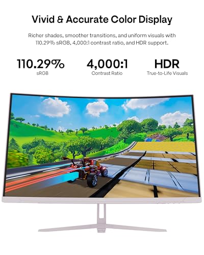 Image of Pixio Two PXC279WAVE Pink 27 inch 300Hz Refresh Rate FHD 1080p Resolution 1650R Curve Fast VA Panel 1ms GTG Response Time HDR Curved Gaming Monitor and PS1D Wave Pink Dual Monitor Arm