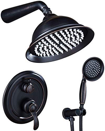 Oil Rubbed Bronze Shower System, Shower Faucet Sets Complete with Wall Mounted Shower Faucet Rough-In Valve Body and Trim Kit