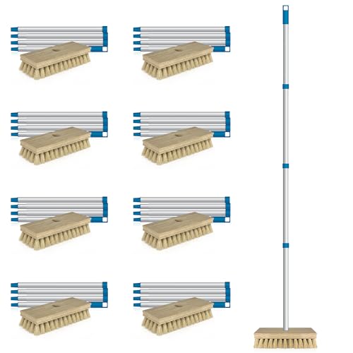 Image of LOLA Deck Scrub Brush, 9 inch x 3.5 inch Head w /Tampico Bristles for Outdoor Cleaning, Removes Dirt & Grime from Patios, Decks, Grout, 9 Pack