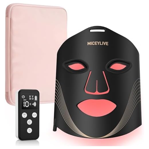 MICEYLIVE Led Maske Gesicht mit 6 Modi, Aufladbar Fernbedienung, Led Gesichtsmaske Lichttherapie für Anti-Aging Falten Akne, Hautstraffung mit Nahinfrarot Mit Reisetasche für Zuhause & Reisen