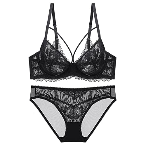 Ensemble lingerie dentelle fine avec soutien-gorge push-up et slip vert bonnet A à E