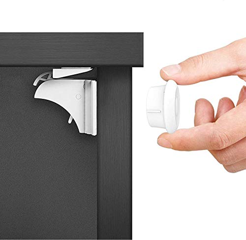 Dokon Child Safety Magnetic Cupboard Locks, 2 Keys & 10 Locks, Bonus Instruction Video, Easy Install in Seconds, Baby Safety Locks for Cabinets and Drawers, No Screws or Drilling