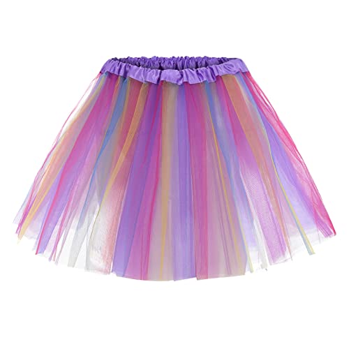 Falda de tul para mujer, color caramelo, multicolor, falda de media falda de tul, color blanco, falda naranja roja, morado, A