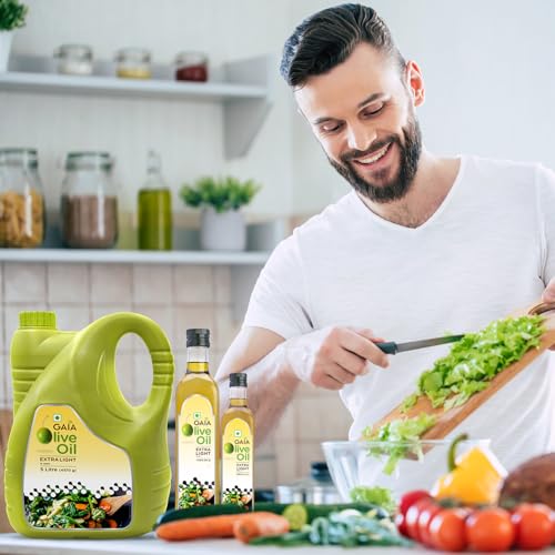 Image of Gaia Extra Light Olive Oil(250 Ml) Zero Cholesterol, Low Saturated Fat, Good for Frying, Roasting, Baking and All Indian Cusines,Enhanced Taste and Flavor, Helps Reduce Bad Cholesterol