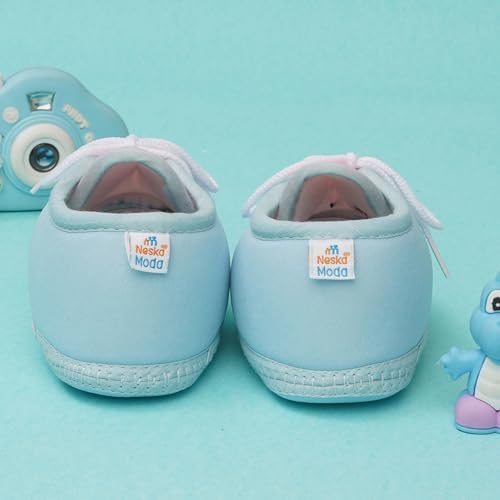 Image of Neska Moda 6 To 12 Months Baby Boys & Baby Girls Cute Soft Cotton Pre-Walker Lace Booties-BT4713