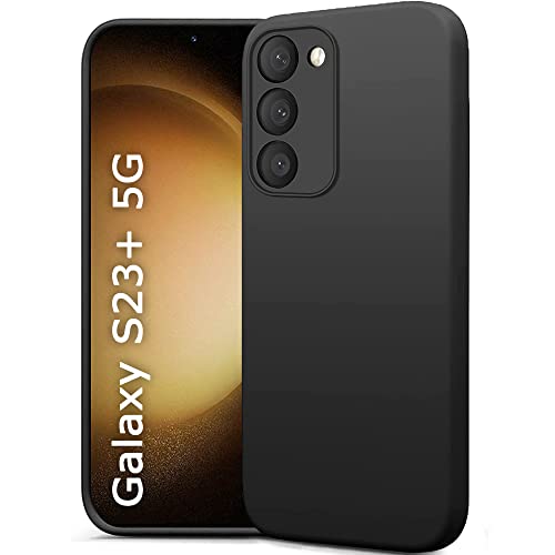 Image of TheGiftKart Liquid Silicone Back Cover Case for Samsung Galaxy S23 Plus 5G | Soft Micro-Fibre Lining Inside | Camera & Screen Protection | Shockproof Back Cover for Samsung S23+5G (Silicone, Black)
