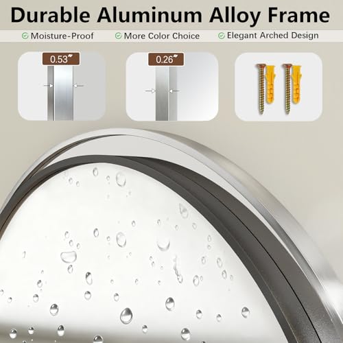 Image of Oversized Full Length Mirror, 35 inchx78 inch Large Arched Floor Mirror Full Length with Stand, Room Decor Big Full Body Mirror with HD Tempered Glass Aluminum Frame for Bedroom Living Room, Silver