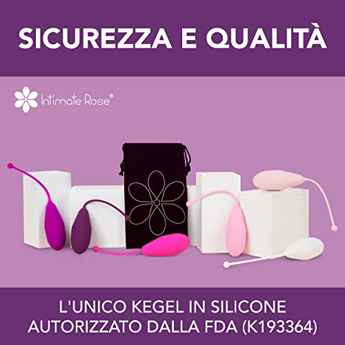 Intimate Rose - Pesi per esercizi Kegel - Esercizi per controllo della vescica e pavimento pelvico - Set di 6 sfere Kegel in silicone alta qualità con kit di allenamento per donne con incontinenza - 3