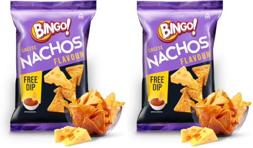 Image of Bingo Nachos Cheese,Free Dip,Crunchy,Crispy Nacho Chips,Made Of Corn,Snacks Pack,82.5 G /80 Gram /85.4Gram(Weight May Vary) (Pack of 2)