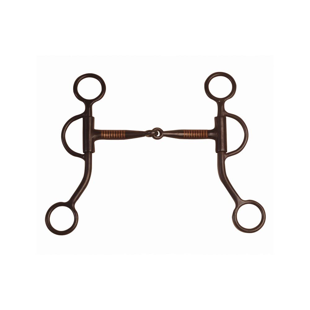 Mors Western En Fer Noir – Branches Droites Courtes Avec Inserts Cuivre, Taille 125 Cm