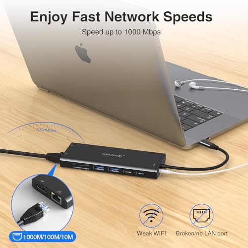Image of USB C Docking Station 3 Monitors USBC Hub Laptop Dual Monitor Multiport Adapter Dock Dongle,USBC to 2 HDMI,4K DisplayPort,PD Charging,Ethernet,7 USB-C /A Ports,SD /TF,Audio for Dell /HP /Lenovo(Black)