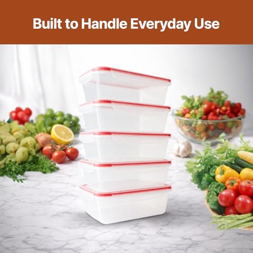 delka Airtight Food Storage Containers Pack of 5 (5 x 1000ml) BPA-Free Plastic with Lids – Stackable & Leak-Proof Meal Prep Boxes, Microwave, Freezer & Dishwasher Safe, Kitchen Organiser - Image 4