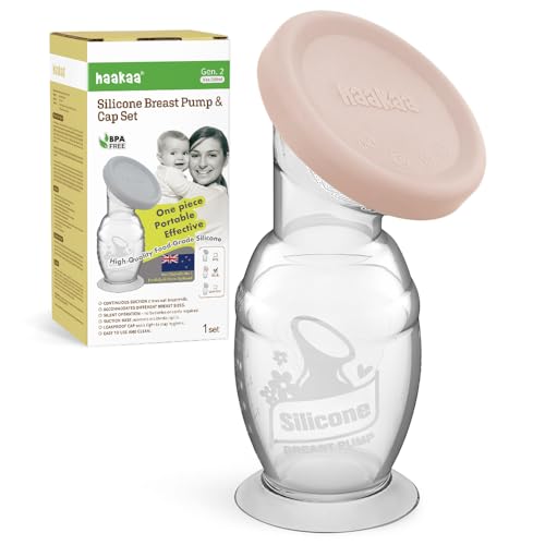 Image of haakaa Manual Breast Pump & Silicone Cap Combo for Nursing Mom (Blush, 5oz. with Base)