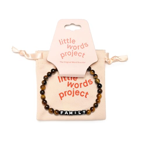 Family Bracelet, The Original Word Bracelet, Made with Tiger Eye Stones and Plated Brass Hardware, Handcrafted Design & Positive Message, Size L/XL2