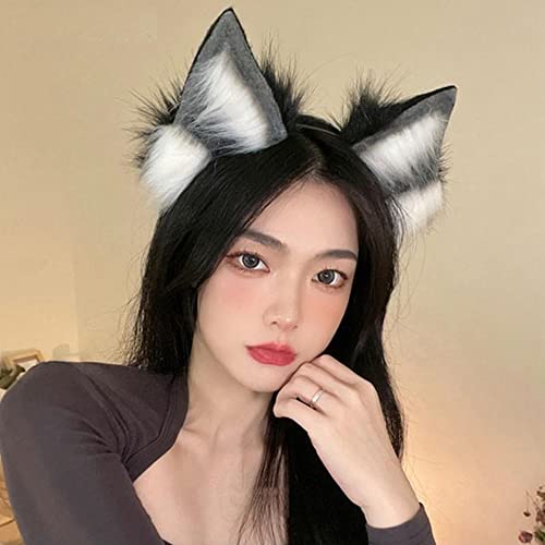 Image of VIGVAN Handmade Wolf Fox Ears Animal Cosplay Cute Head Accessories for Halloween