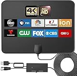 TV Antenna, TV Antenna Indoor, HD TV Antenna for Smart TV and Old TV,TV Antenna for Local Channels,Support 4K 1080p with Signal Booster Antenna TV Digital HD Indoor, 18FT Coax HDTV Cable