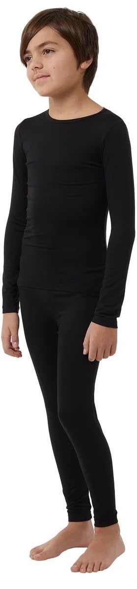 32 Degrees Kids Baselayer Top Pant Set, Black, Medium