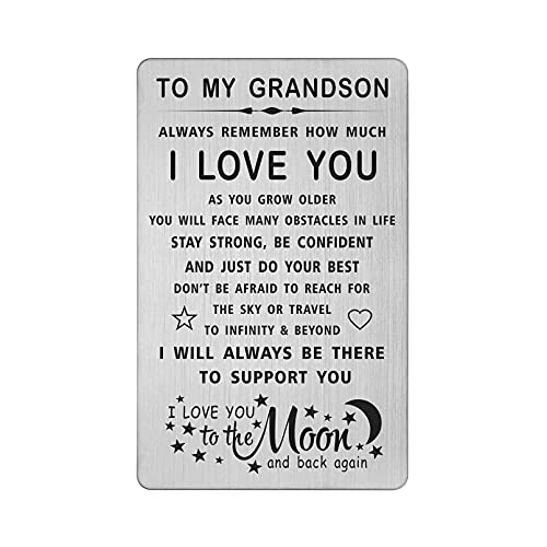 TANWIH Grandson Gifts Wallet Card from Grandma Grandpa, Grandson Birthday Cards Young Man, Grandson Graduation Gifts 2021