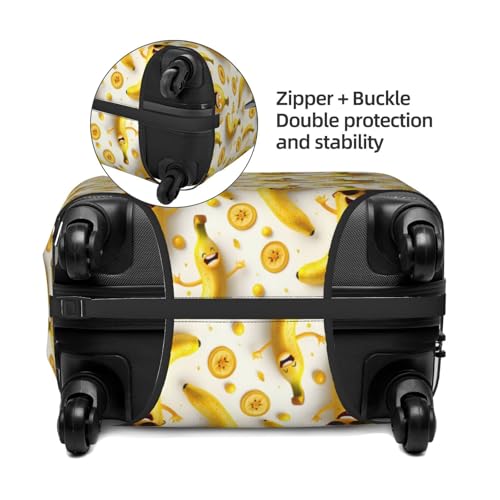 Cute Banana Yellow Print Travel Luggage Covers, Washable Suitcase Covers Protector for Luggage 18-32 Inch High Elasticity3