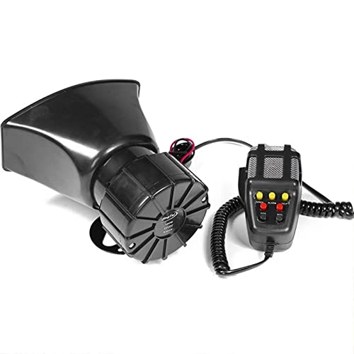 Car Alarm Horn Tone Sound Car Emergency Siren Car Siren Horn Mic PA Speaker System Emergency Amplifier Hooter 12V Loud Train Horn for Truck Electric Snail Horn