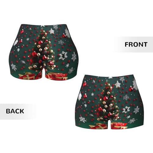 Round Ball Christmas Tree Pattern Sports Shorts, high Elastic Slim Fitness Pants, Suitable for Yoga/Leisure/Daily wear3