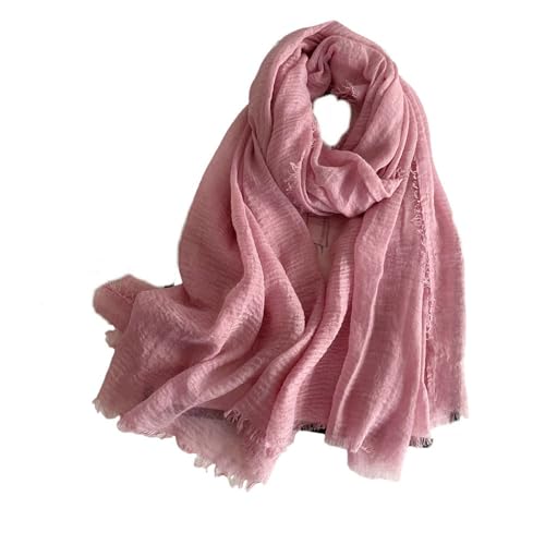 Women Summer Cotton Linen Crinkle Vintage Soft Long Scarf Linen Beach Shawl Wrap