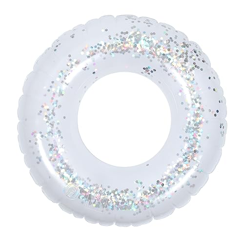 BESTonZON Inflatable Swimming Ring in 90cm Sequins Pool Float Canopy for Adults Lightweight PVC Water Party Accessory Random Color