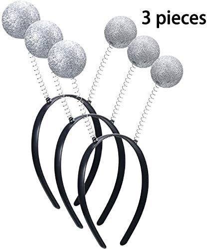 Miniatura 3 de Diadema de antena marciana plateada de 3 piezas, diadema de alienígena, Boppers, cabeza de bola para Halloween, accesorio de disfraz