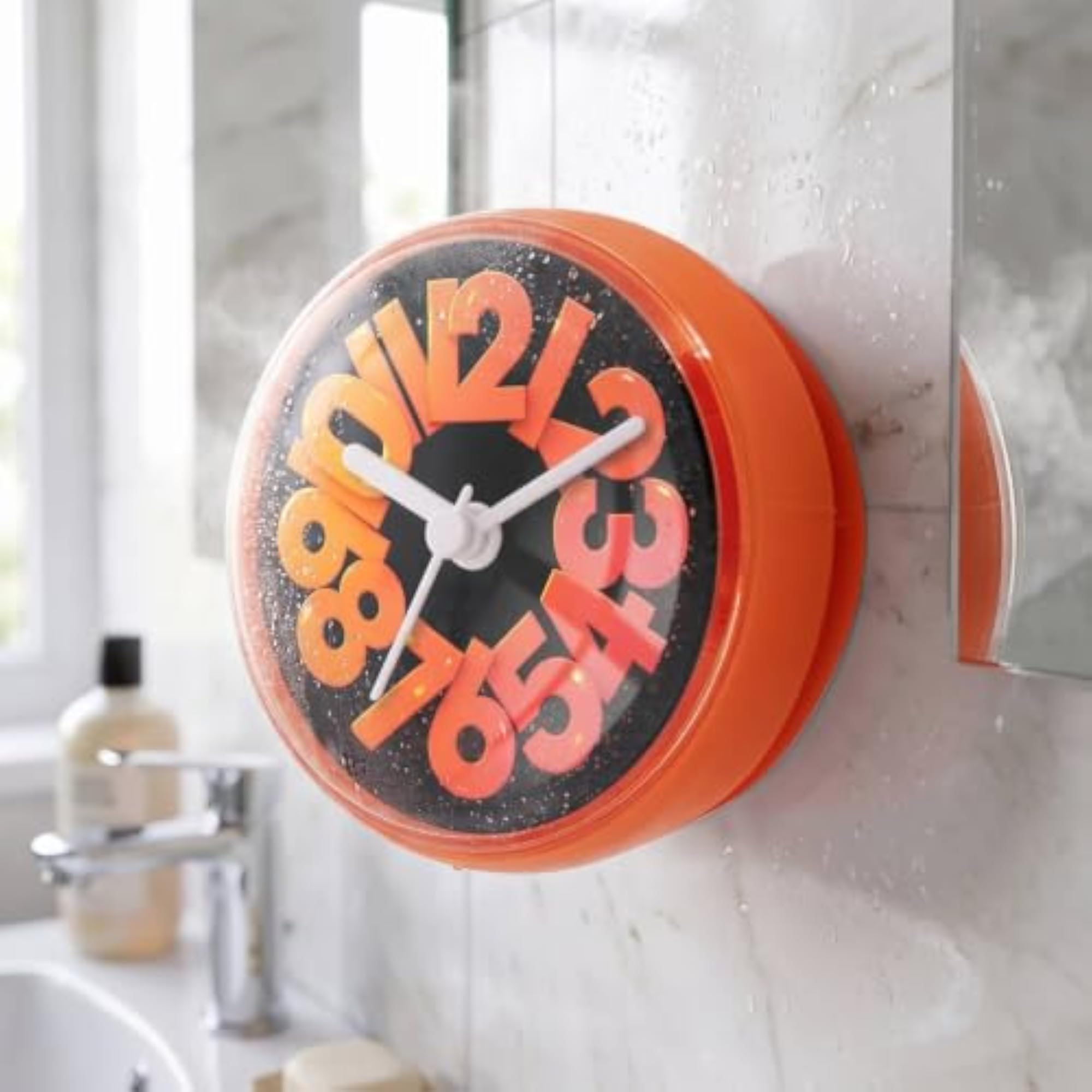 Waterproof Mini Bathroom Clock with Suction Cup, Dark Grey