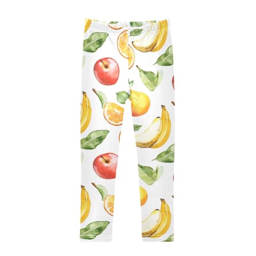 Girls' Leggings Children's Yoga Pants Skinny Printed Dance Apples Oranges Bananas Comfortable 4T
