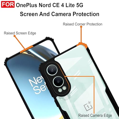 Image of Zapcase Back Case Cover for OnePlus Nord CE 4 Lite 5G | Compatible for OnePlus Nord CE 4 Lite 5G Back Case Cover | Clear Case with Camera Protection | (TPU + PC | Matte Black)