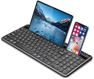 Seenda Bluetooth Keyboard with Tablet/Mobile Phone Holder, Multi Device Small Keyboard Rechargeable Wireless for Android Tablet phone ipad iphone Windows Mac OS PC Laptop, QWERTY UK Layout, Black